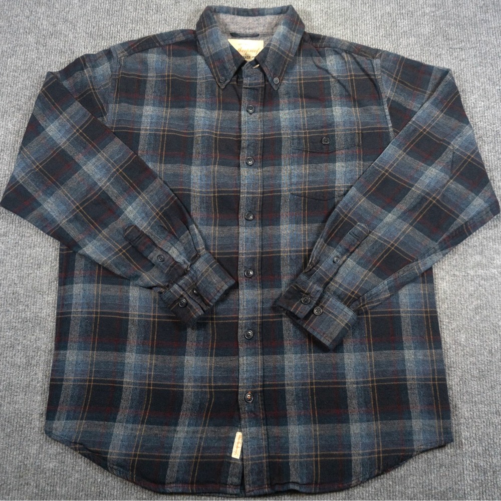 Weatherproof Vintage Plaid Shirt Mens M Blue Red Lightweight Button Down L/S